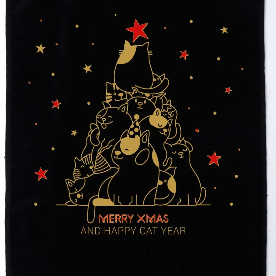 Funny Merry XMas and Happy Cat Year Christmas Tree Platinum Collection Golf Towel