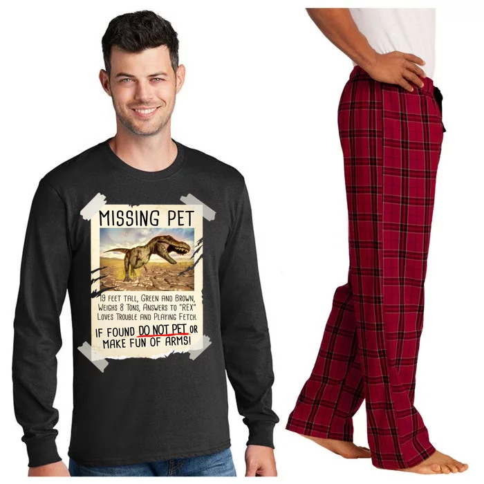 Funny Missing Pet T-Rex Dinosaur Long Sleeve Pajama Set