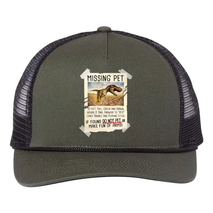 Funny Missing Pet T-Rex Dinosaur Retro Rope Trucker Hat Cap