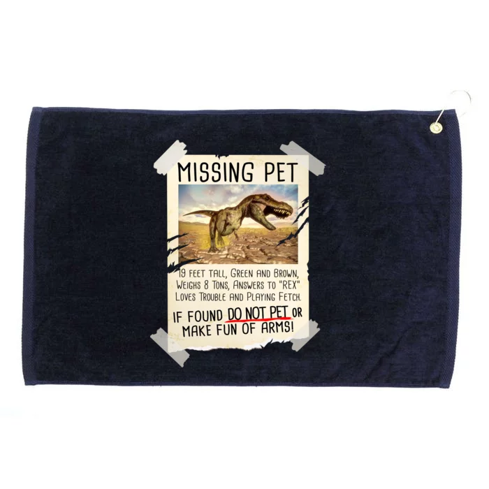 Funny Missing Pet T-Rex Dinosaur Grommeted Golf Towel