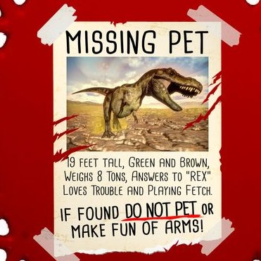 Funny Missing Pet T-Rex Dinosaur Oval Ornament