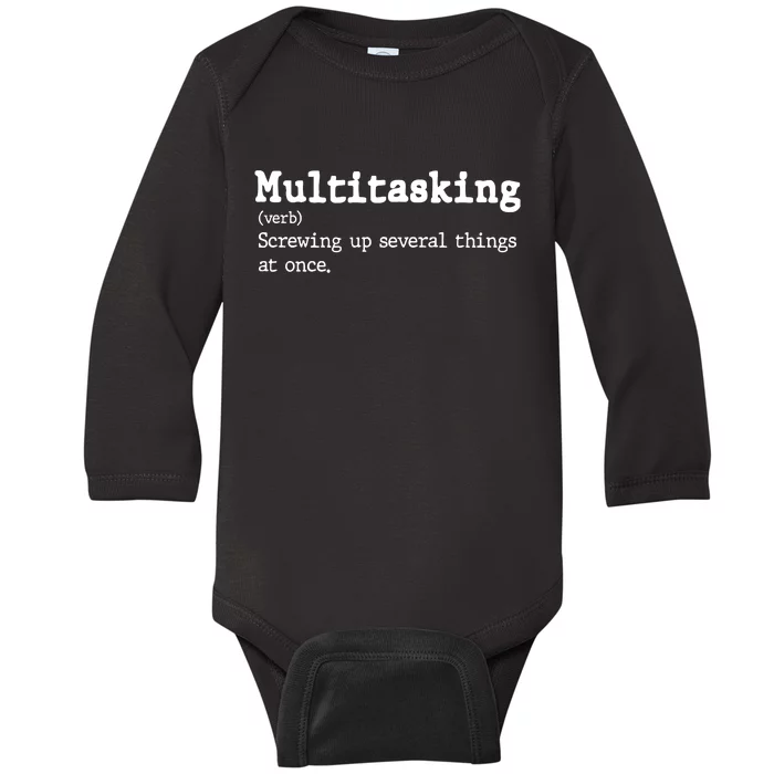 Funny Multitasking Definition Baby Long Sleeve Bodysuit