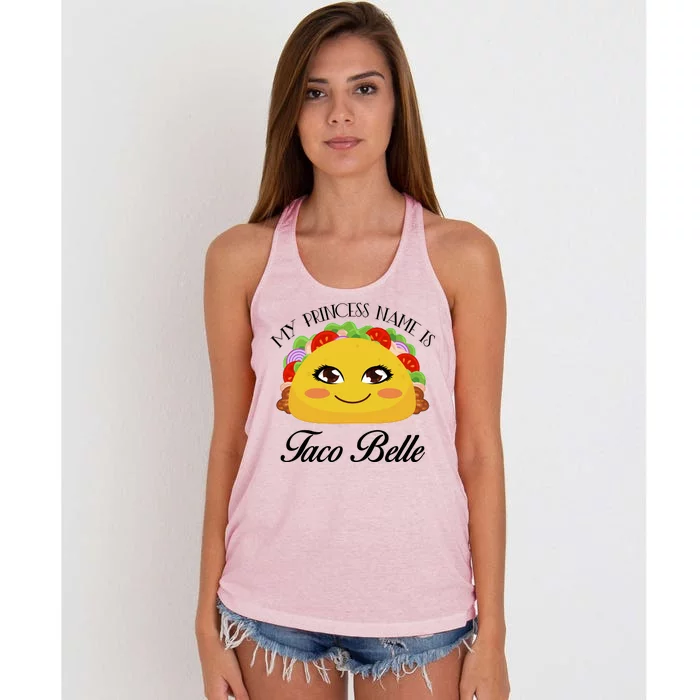 Funny My Princess Name is Taco Belle Women's Knotted Racerback Tank