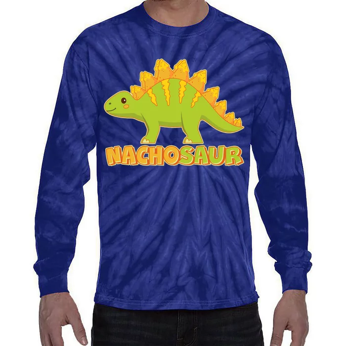 Funny Nachosaur Nacho Cheese Stegosaurus Dinosaur Tie-Dye Long Sleeve Shirt