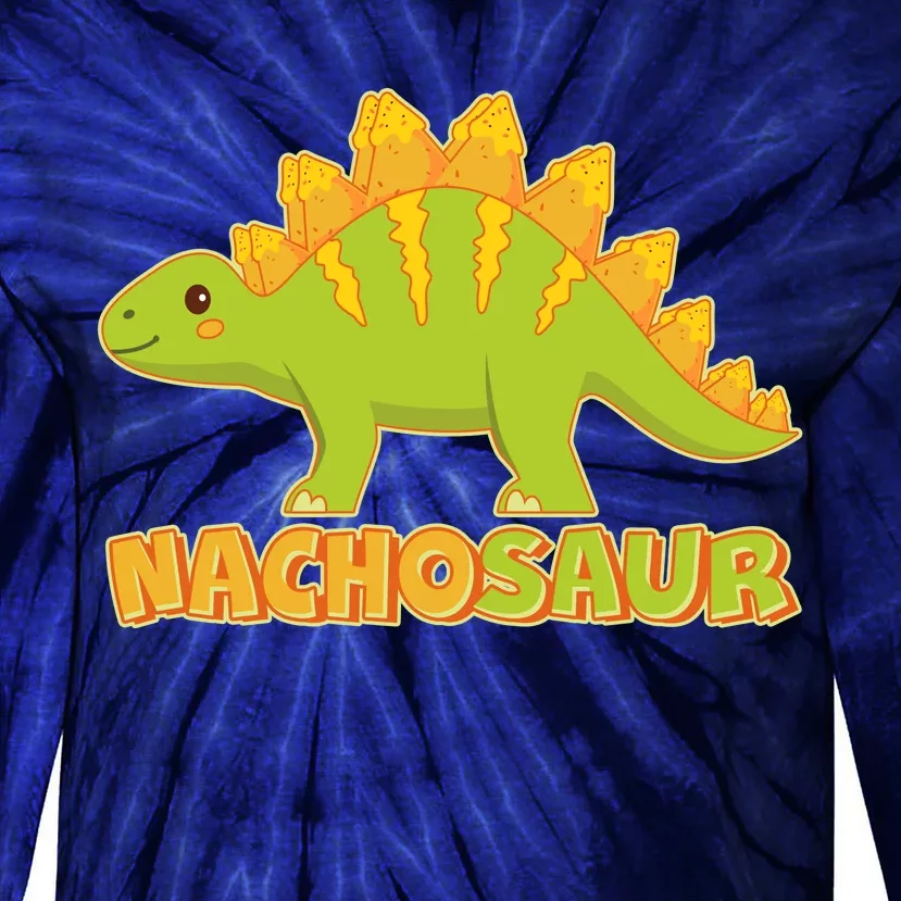 Funny Nachosaur Nacho Cheese Stegosaurus Dinosaur Tie-Dye Long Sleeve Shirt