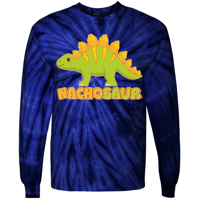 Funny Nachosaur Nacho Cheese Stegosaurus Dinosaur Tie-Dye Long Sleeve Shirt