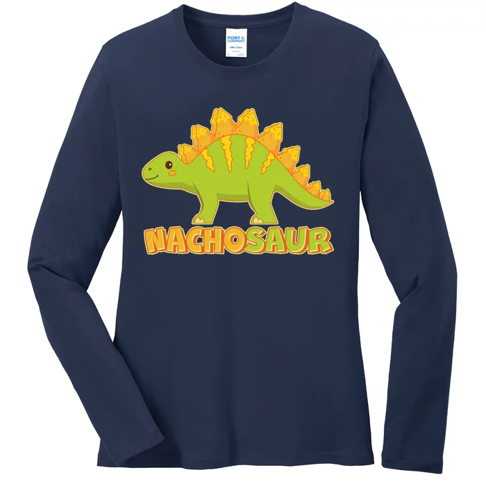 Funny Nachosaur Nacho Cheese Stegosaurus Dinosaur Ladies Long Sleeve Shirt