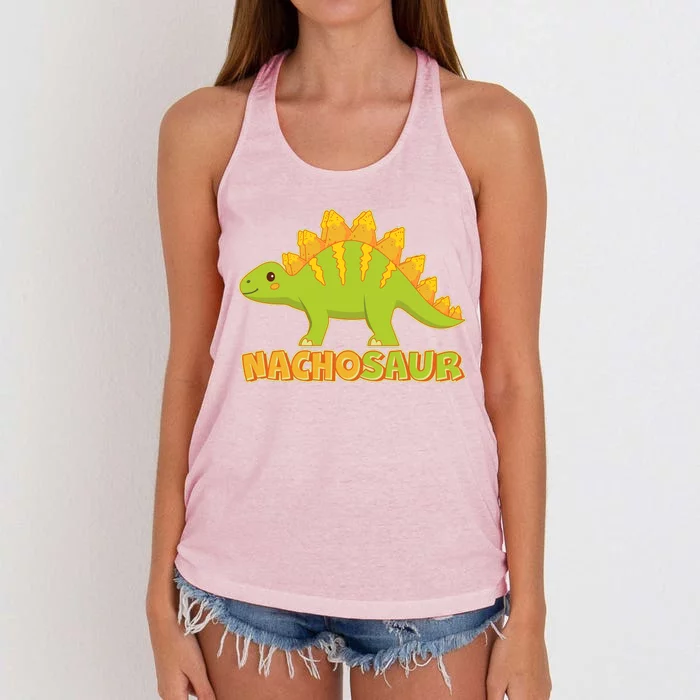 Funny Nachosaur Nacho Cheese Stegosaurus Dinosaur Women's Knotted Racerback Tank