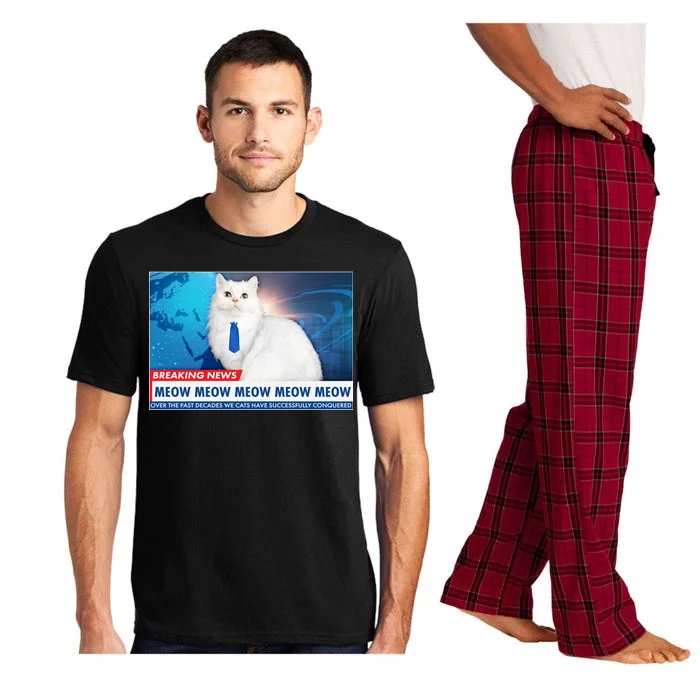 Funny News Anchor Cat Pajama Set