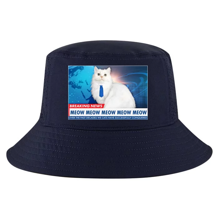 Funny News Anchor Cat Cool Comfort Performance Bucket Hat