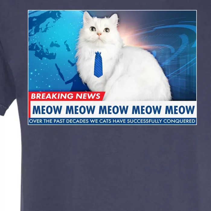 Funny News Anchor Cat Garment-Dyed Heavyweight T-Shirt