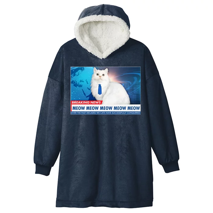 Funny News Anchor Cat Hooded Wearable Blanket