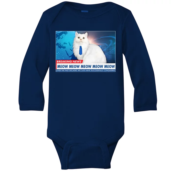 Funny News Anchor Cat Baby Long Sleeve Bodysuit