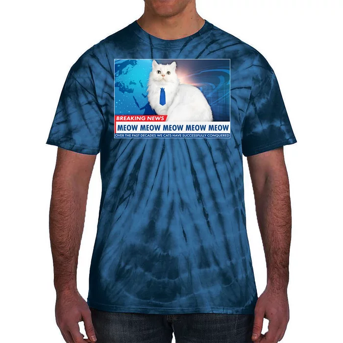 Funny News Anchor Cat Tie-Dye T-Shirt