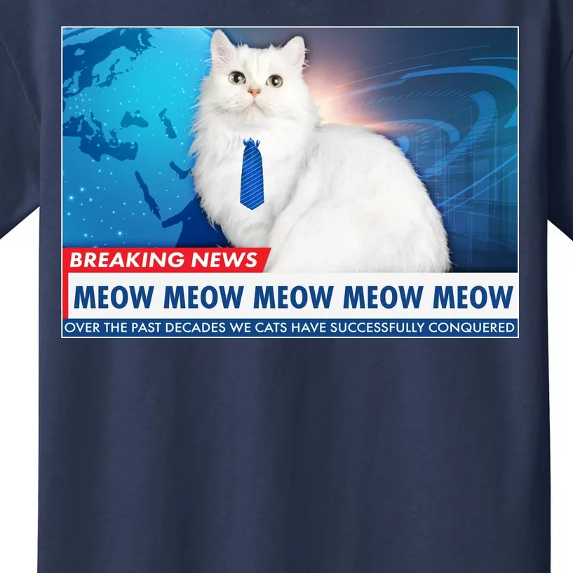 Funny News Anchor Cat Kids T-Shirt