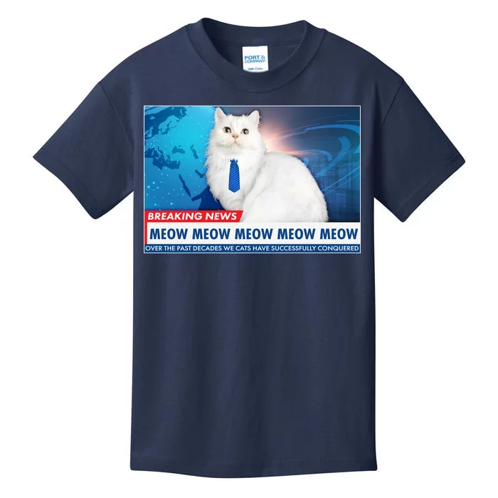 Funny News Anchor Cat Kids T-Shirt