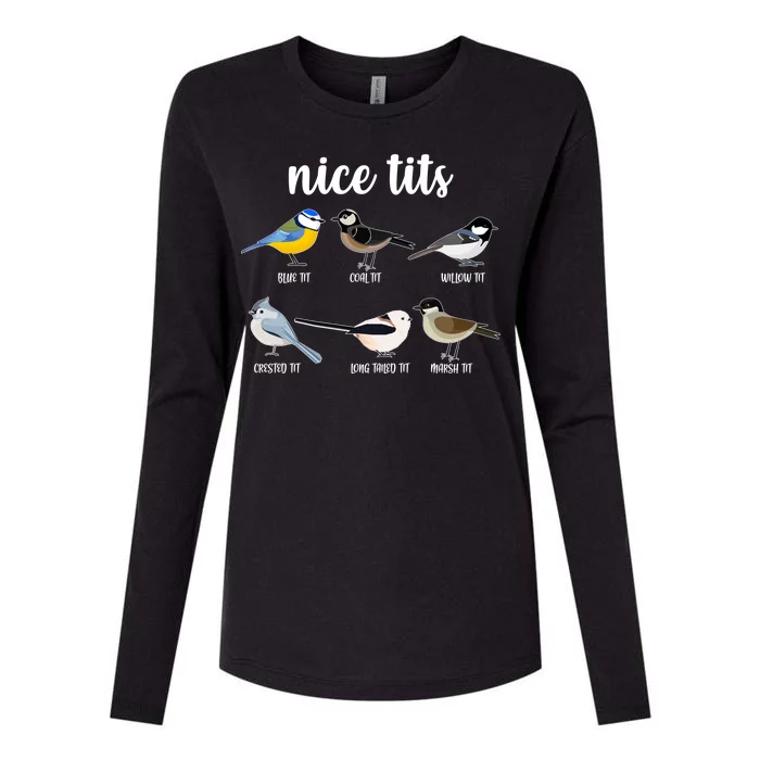 Funny Nice Tits Birds Womens Cotton Relaxed Long Sleeve T-Shirt