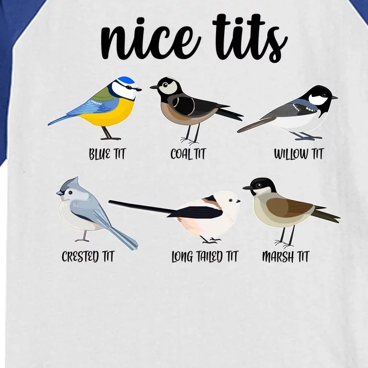 Funny Nice Tits Birds Kids Colorblock Raglan Jersey