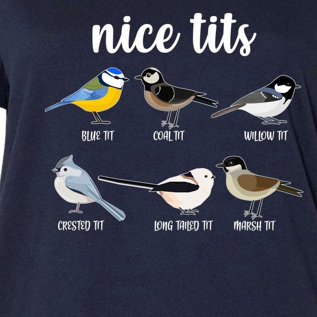 Funny Nice Tits Birds Women's V-Neck Plus Size T-Shirt