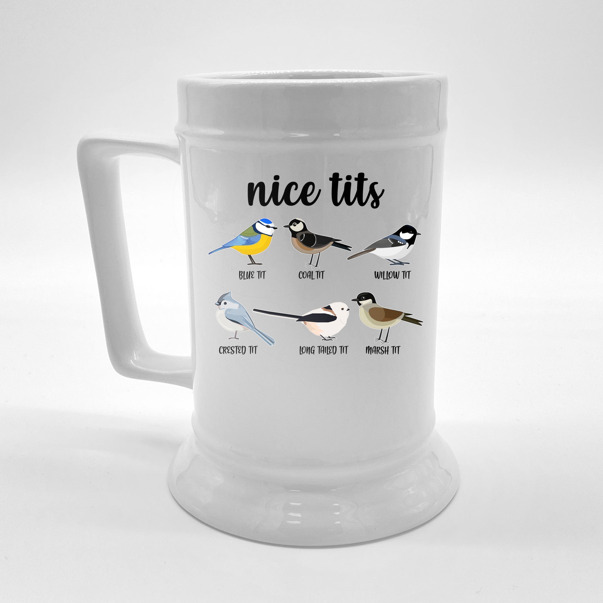 Funny Nice Tits Birds Front & Back Beer Stein | TeeShirtPalace