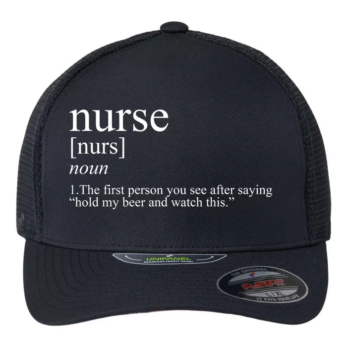 Funny Nurse Definition Flexfit Unipanel Trucker Cap