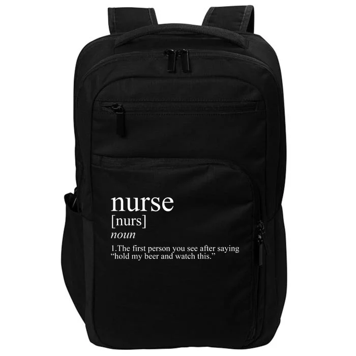 Funny Nurse Definition Impact Tech Backpack