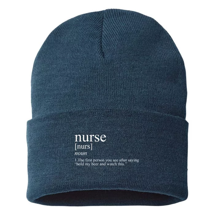 Funny Nurse Definition Sustainable Knit Beanie