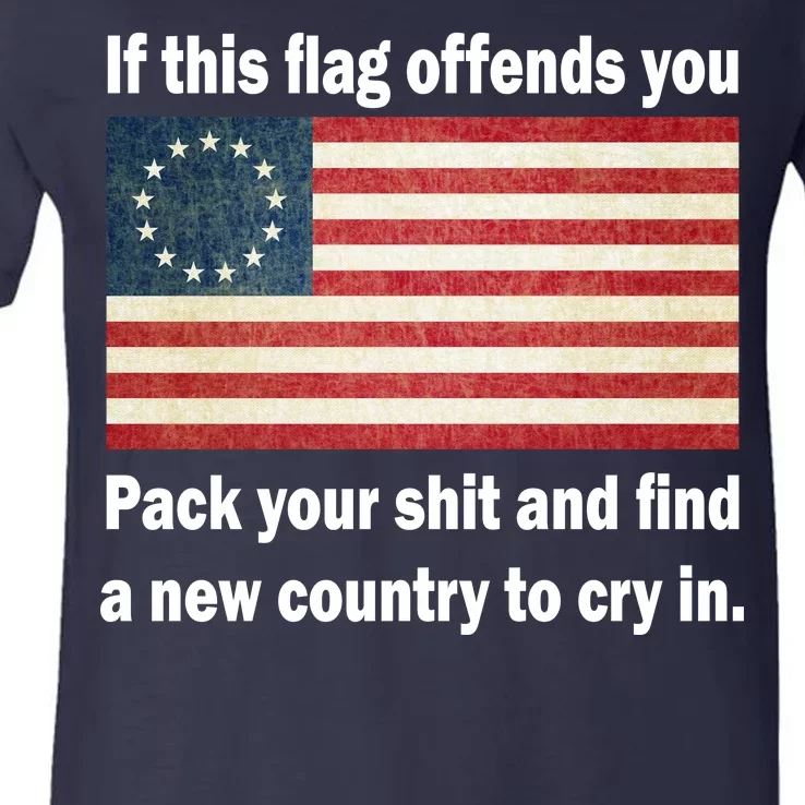 Funny Offensive Betsy Ross Flag V-Neck T-Shirt