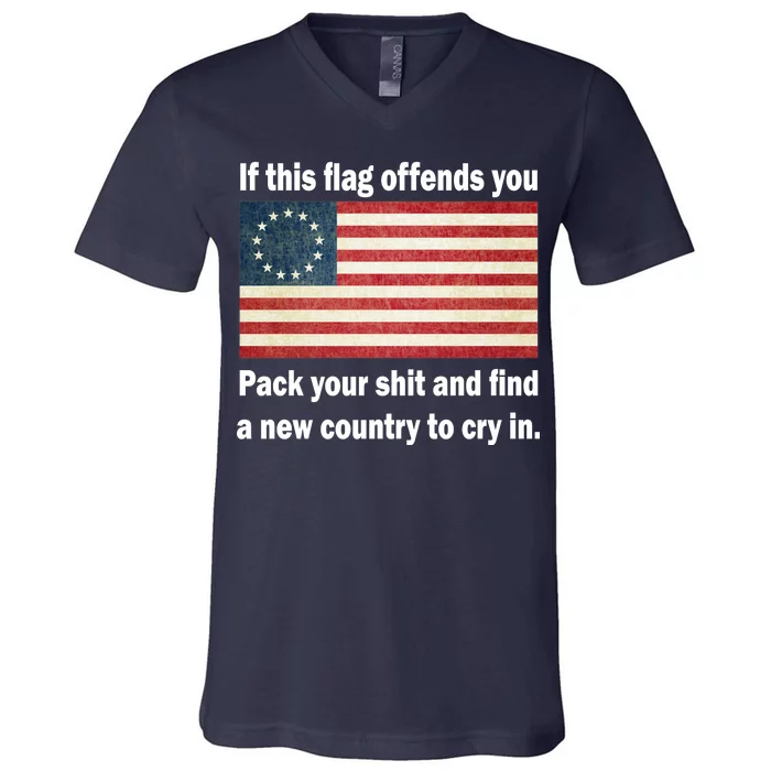 Funny Offensive Betsy Ross Flag V-Neck T-Shirt