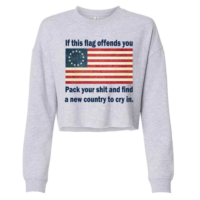 Funny Offensive Betsy Ross Flag Cropped Pullover Crew