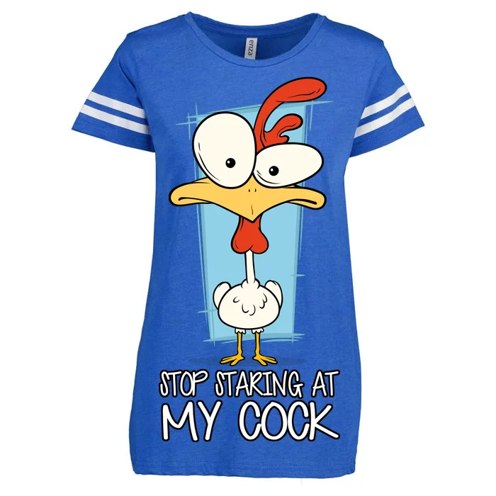 Funny Offensive Stop Staring At My Cock Enza Ladies Jersey Football T-Shirt