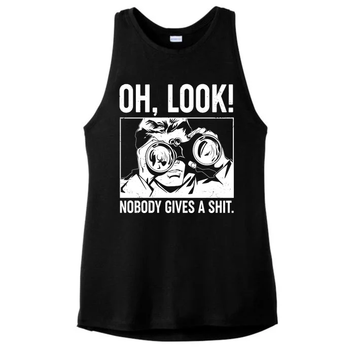 Funny Oh Look Nobody Gives A Shit Ladies Tri-Blend Wicking Tank