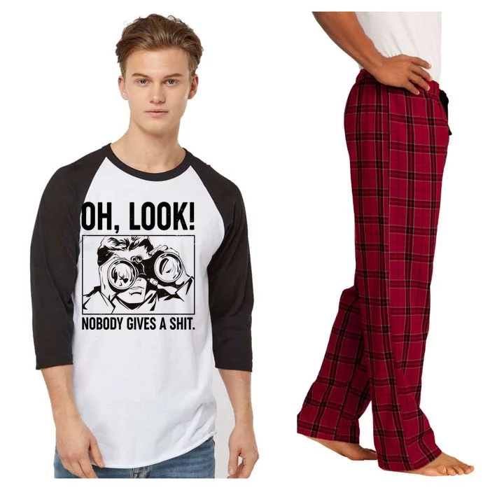 Funny Oh Look Nobody Gives A Shit Raglan Sleeve Pajama Set