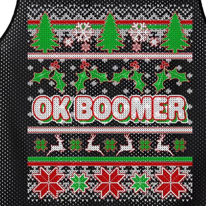 Funny OK Boomer Ugly Christmas Mesh Reversible Basketball Jersey Tank