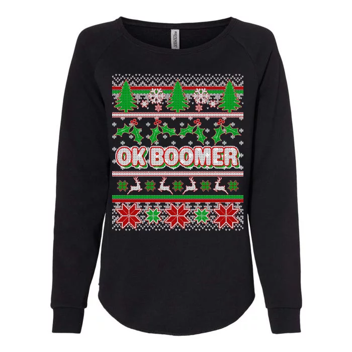 Funny OK Boomer Ugly Christmas Womens California Wash Sweatshirt