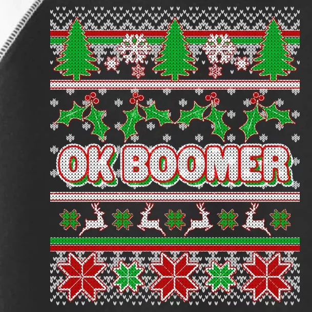 Funny OK Boomer Ugly Christmas Toddler Fine Jersey T-Shirt