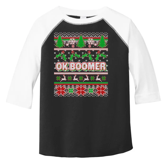 Funny OK Boomer Ugly Christmas Toddler Fine Jersey T-Shirt