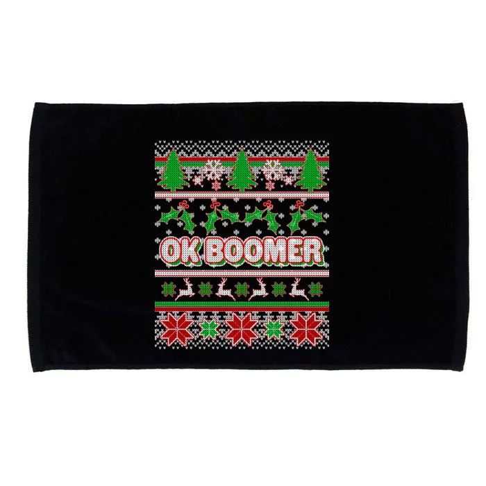 Funny OK Boomer Ugly Christmas Microfiber Hand Towel