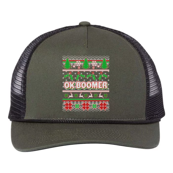 Funny OK Boomer Ugly Christmas Retro Rope Trucker Hat Cap