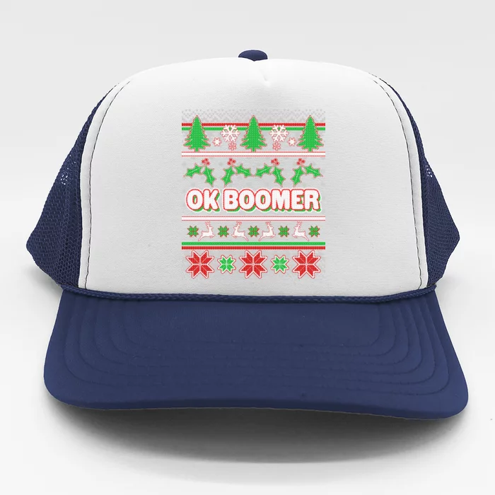 Funny OK Boomer Ugly Christmas Trucker Hat