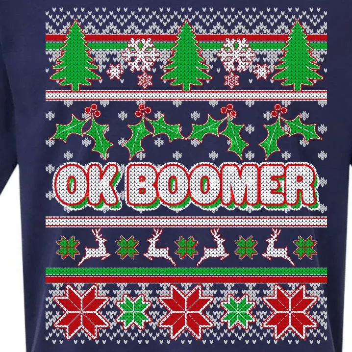 Funny OK Boomer Ugly Christmas Sueded Cloud Jersey T-Shirt