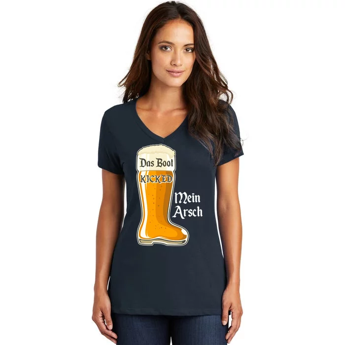 Funny Oktoberfest Das Boot Kicked Mein Arsch Women's V-Neck T-Shirt