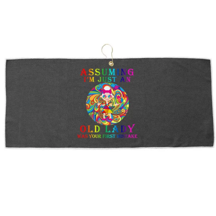 Funny Old Lady Large Microfiber Waffle Golf Towel