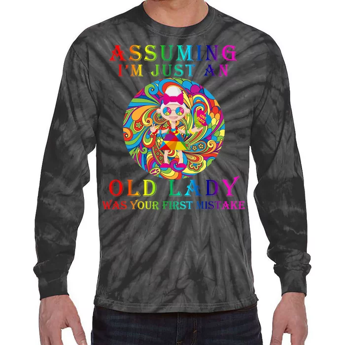 Funny Old Lady Tie-Dye Long Sleeve Shirt