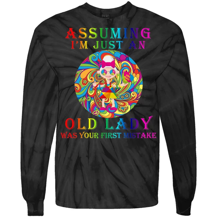 Funny Old Lady Tie-Dye Long Sleeve Shirt