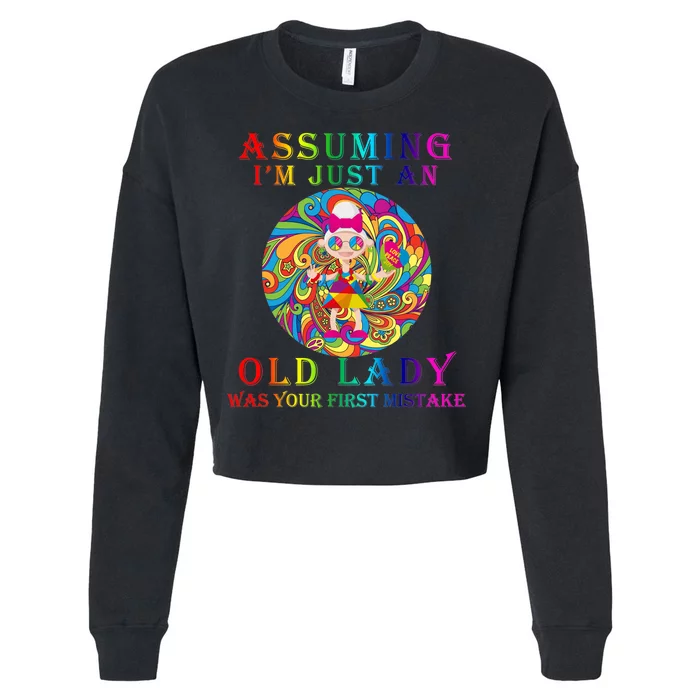 Funny Old Lady Cropped Pullover Crew