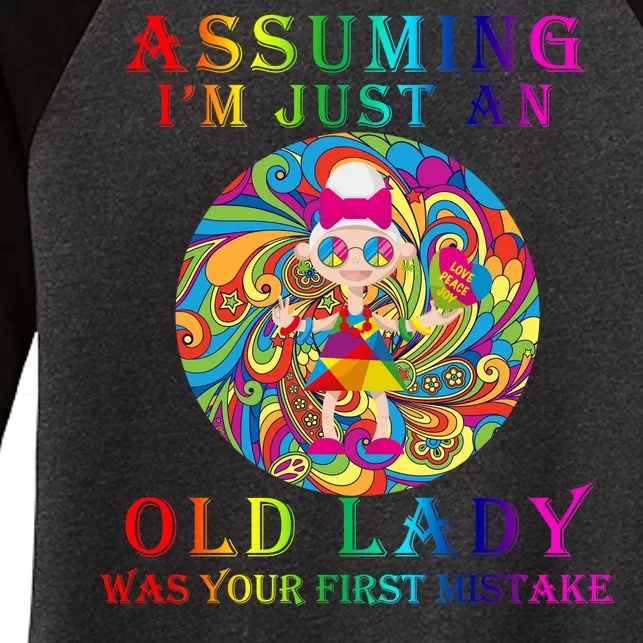 Funny Old Lady Women's Tri-Blend 3/4-Sleeve Raglan Shirt