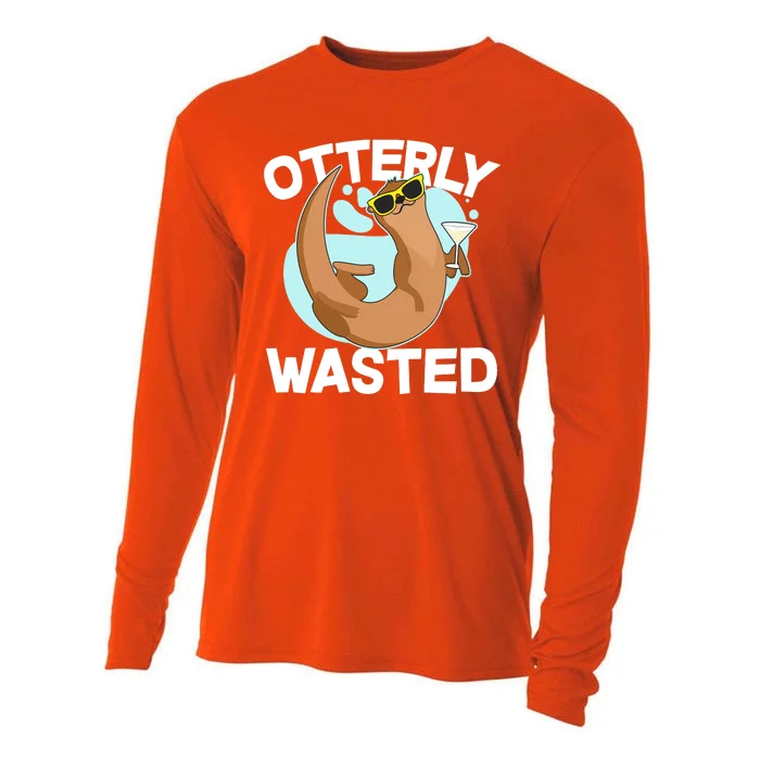 Funny Otterly Wasted Drunk Otter Cooling Performance Long Sleeve Crew