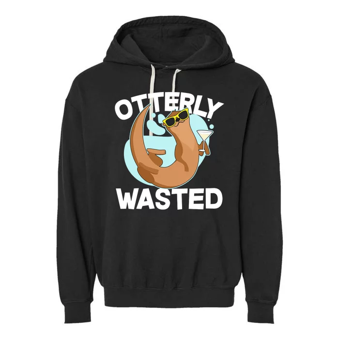 Funny Otterly Wasted Drunk Otter Garment-Dyed Fleece Hoodie