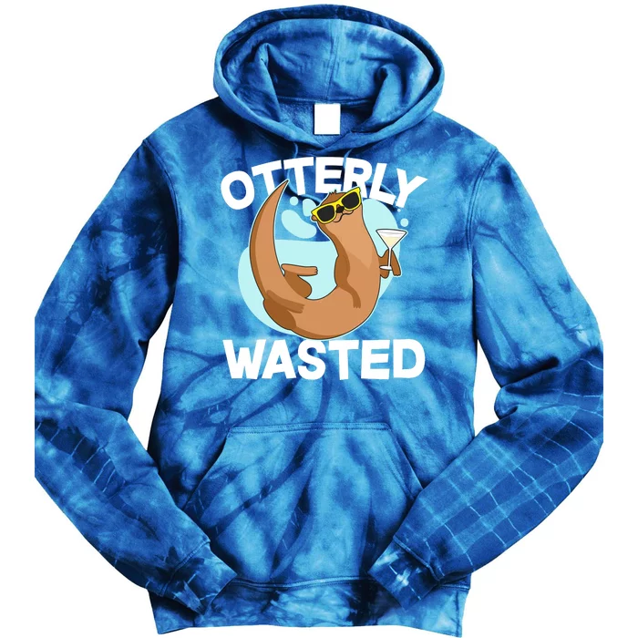 Funny Otterly Wasted Drunk Otter Tie Dye Hoodie